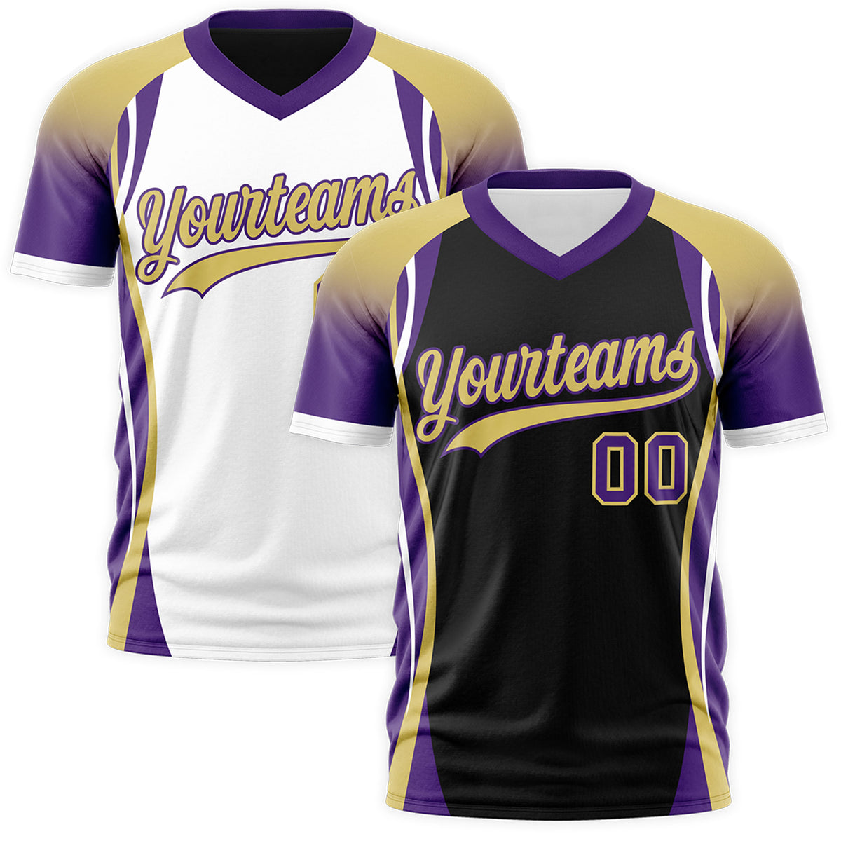 Custom Black Old Gold Purple Reversible Breathable T-shirt| KXKSHOP