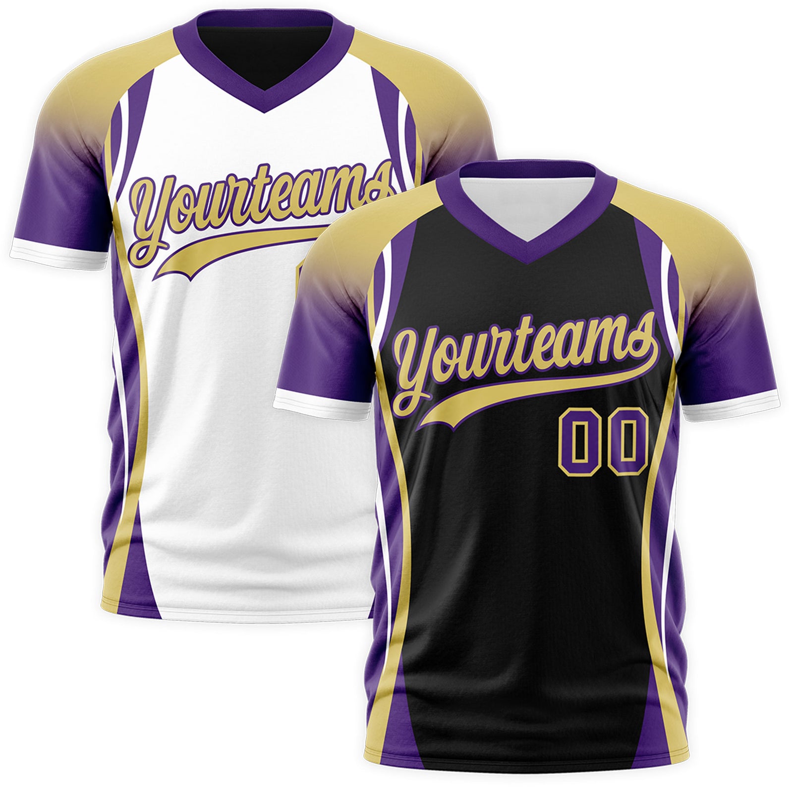 Custom Black Old Gold Purple Reversible Breathable T-shirt| KXKSHOP