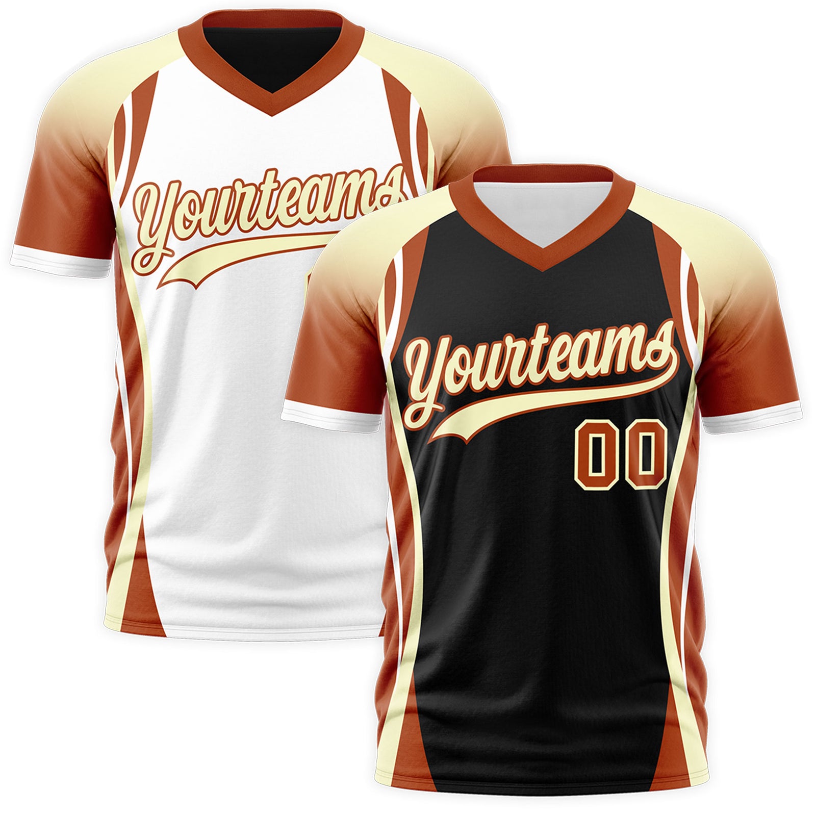 Custom Black Cream Dark Orange Reversible Breathable T-shirt| KXKSHOP