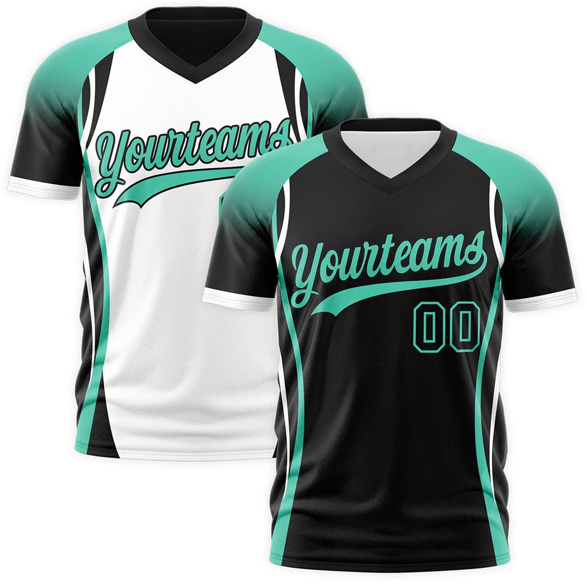 Custom Black Bright Green White Reversible Breathable T-shirt| KXKSHOP