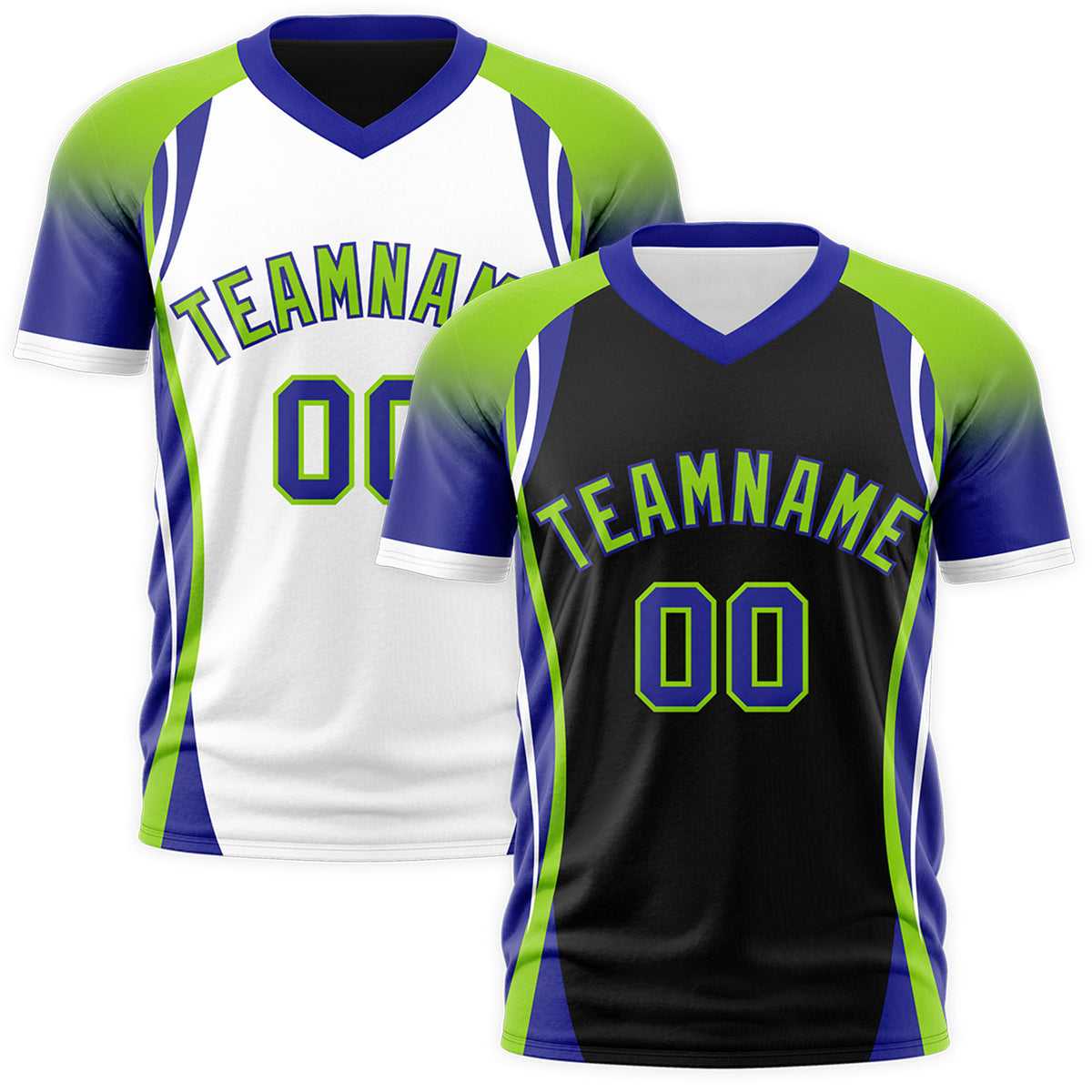 Custom Black Neon Green Royal Blue Reversible Breathable T-shirt| KXKSHOP
