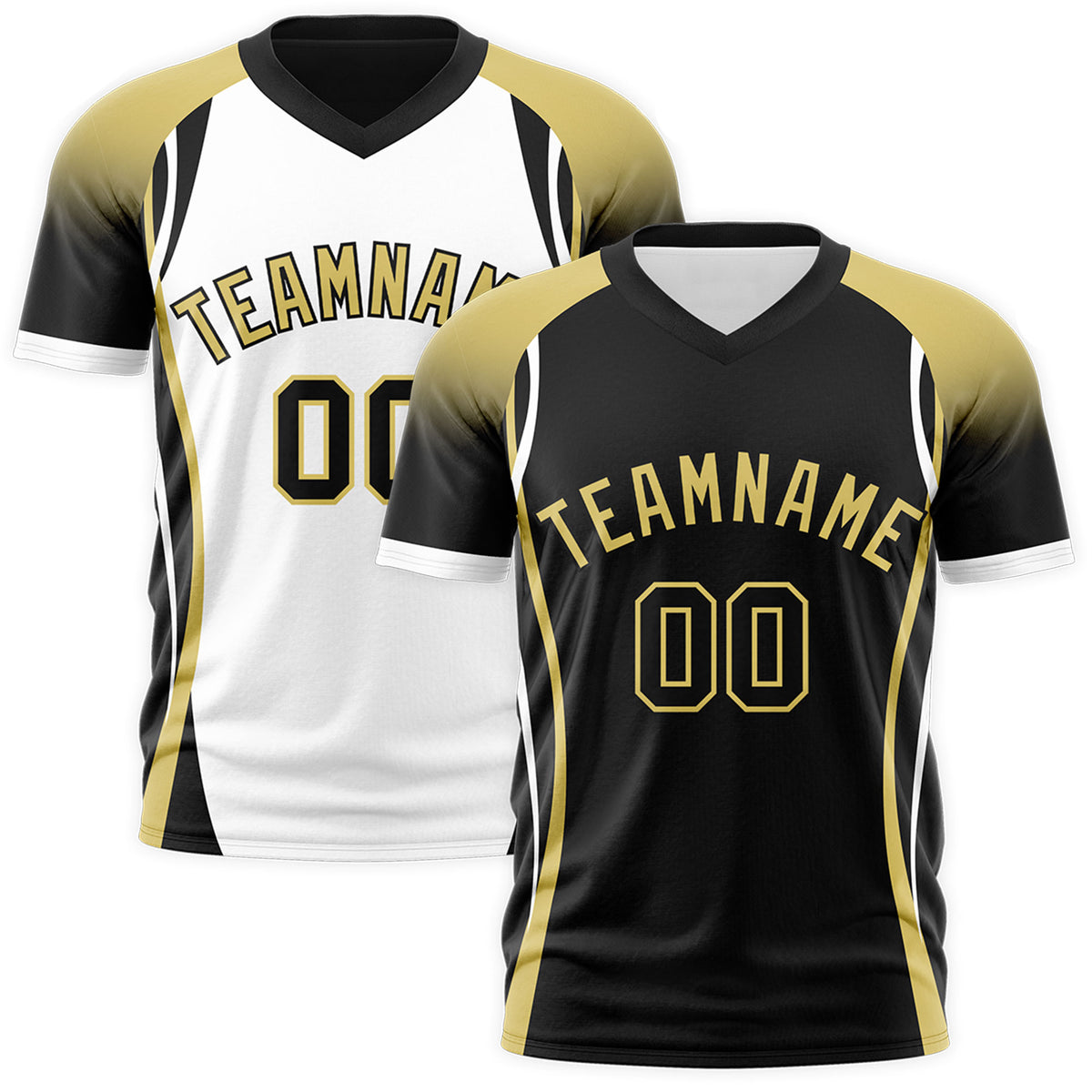 Custom Black Old Gold White Reversible Wrinkle-Resistant T-shirt| KXKSHOP