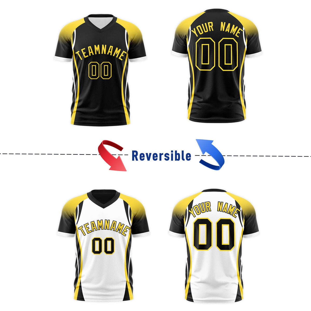 Custom Black Gold White Reversible Breathable T-shirt| KXKSHOP