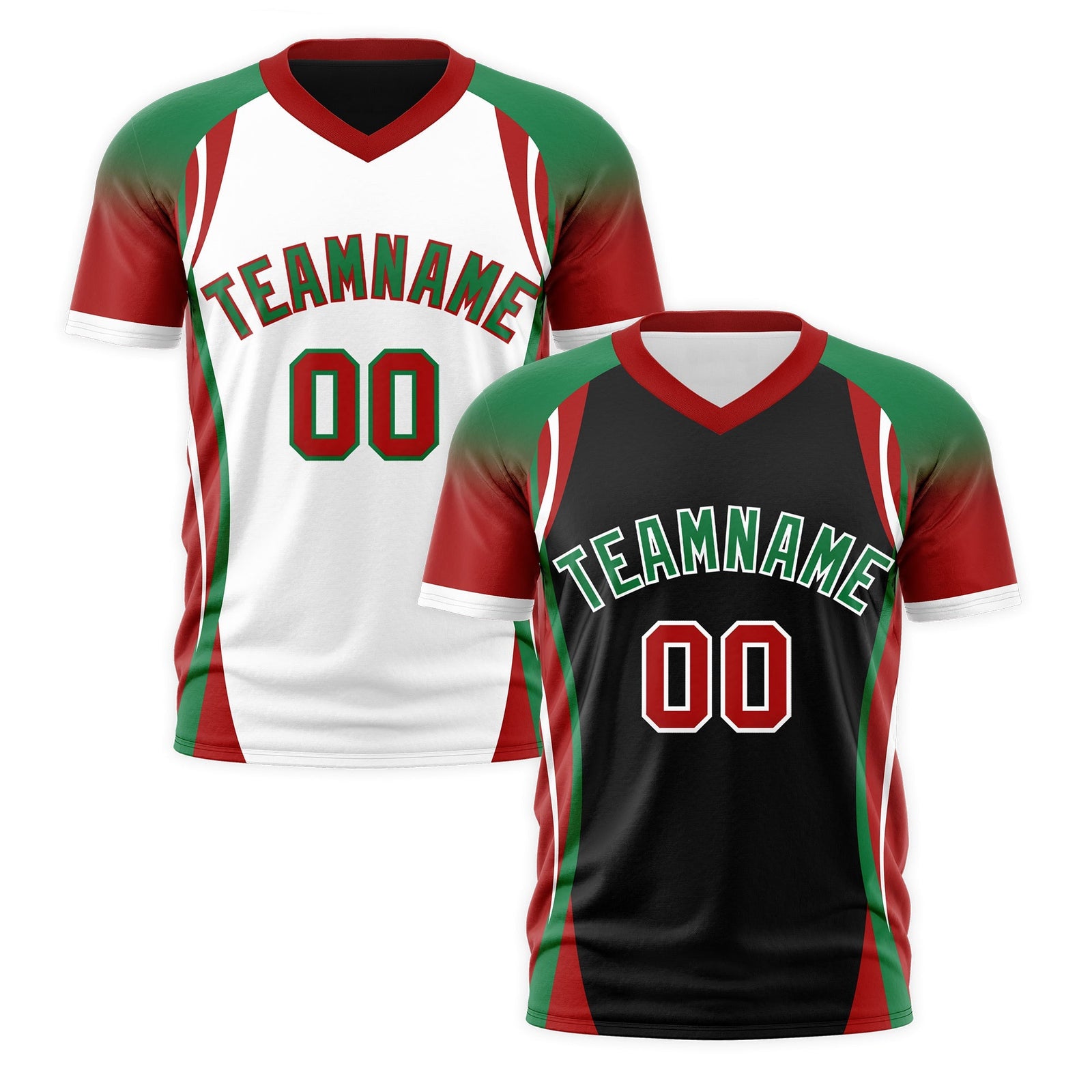 Custom Black Kelly Green Red Reversible Wrinkle-Resistant T-shirt| KXKSHOP