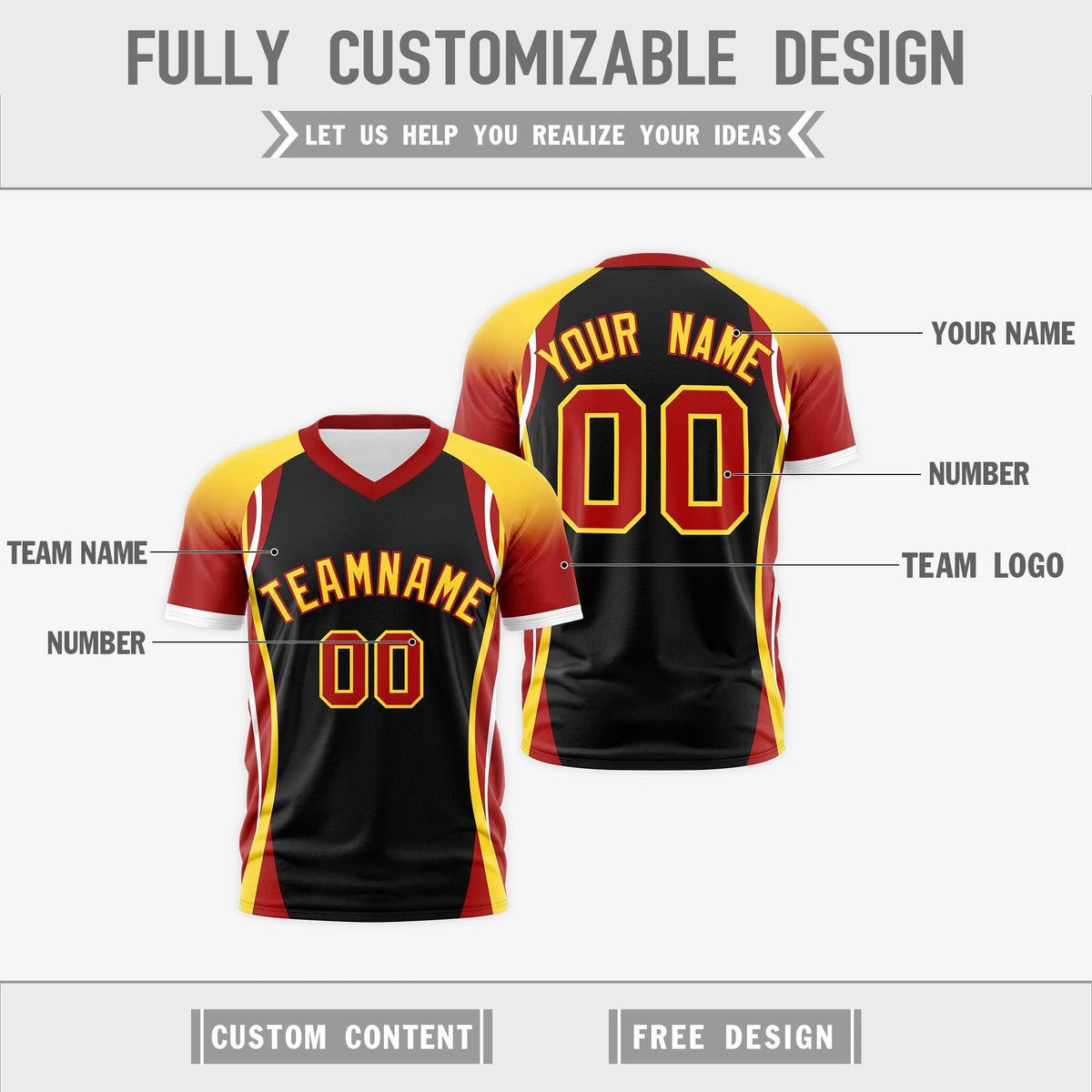 Custom Black Gold Red Reversible Wrinkle-Resistant T-shirt| KXKSHOP