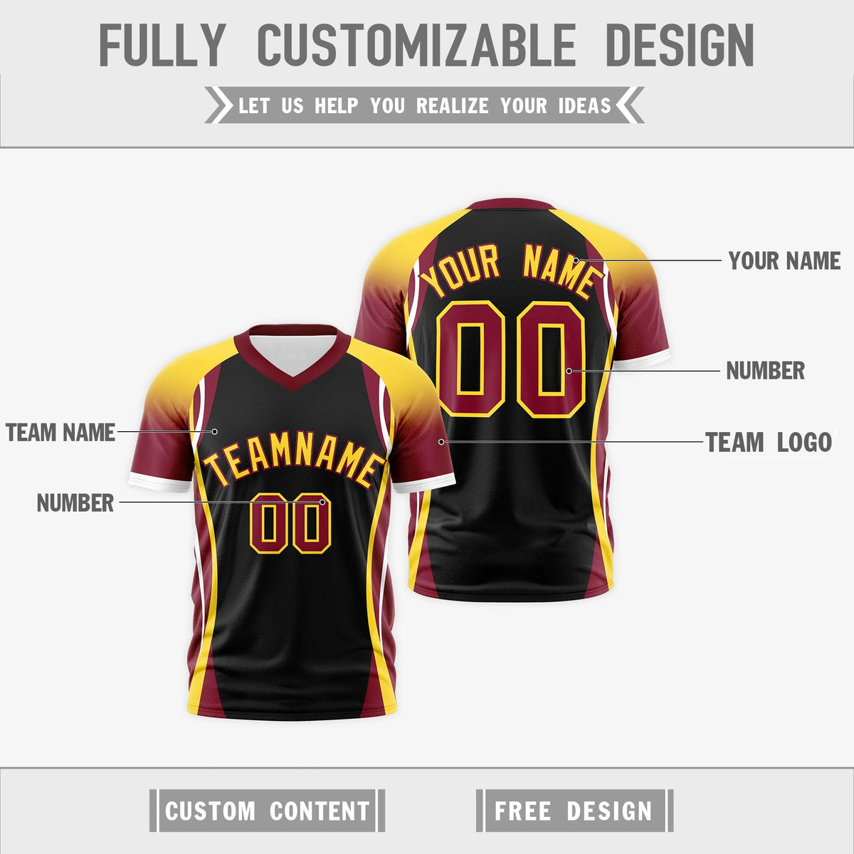 Custom Black Gold Crimson Reversible Wrinkle-Resistant T-shirt| KXKSHOP