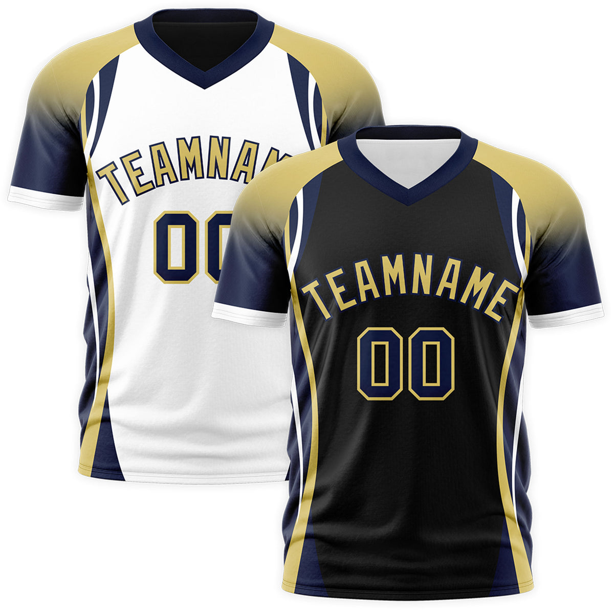 Custom Black Old Gold Navy Reversible Wrinkle-Resistant T-shirt| KXKSHOP