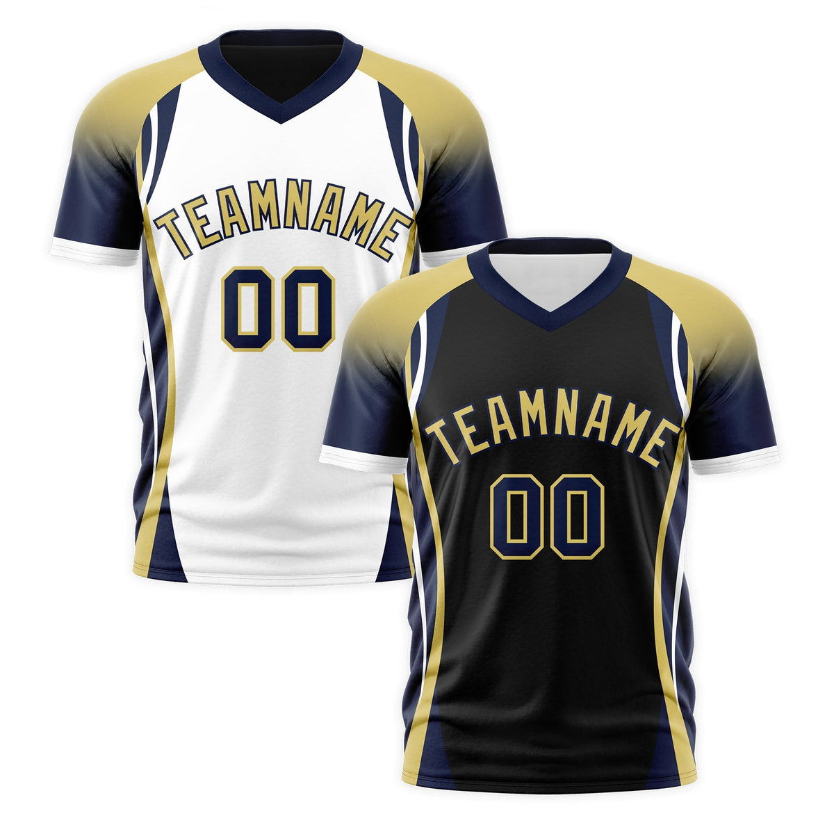 Custom Black Old Gold Navy Reversible Wrinkle-Resistant T-shirt| KXKSHOP