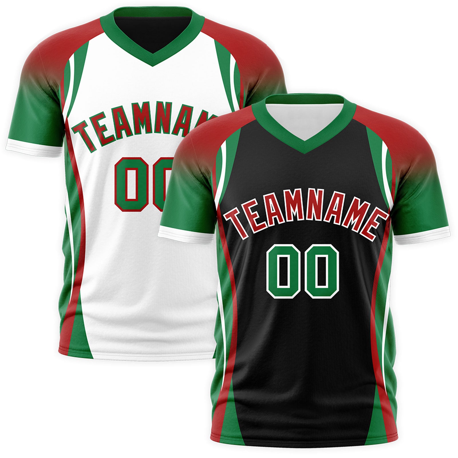 Custom Black Red Kelly Green Reversible Wrinkle-Resistant T-shirt| KXKSHOP