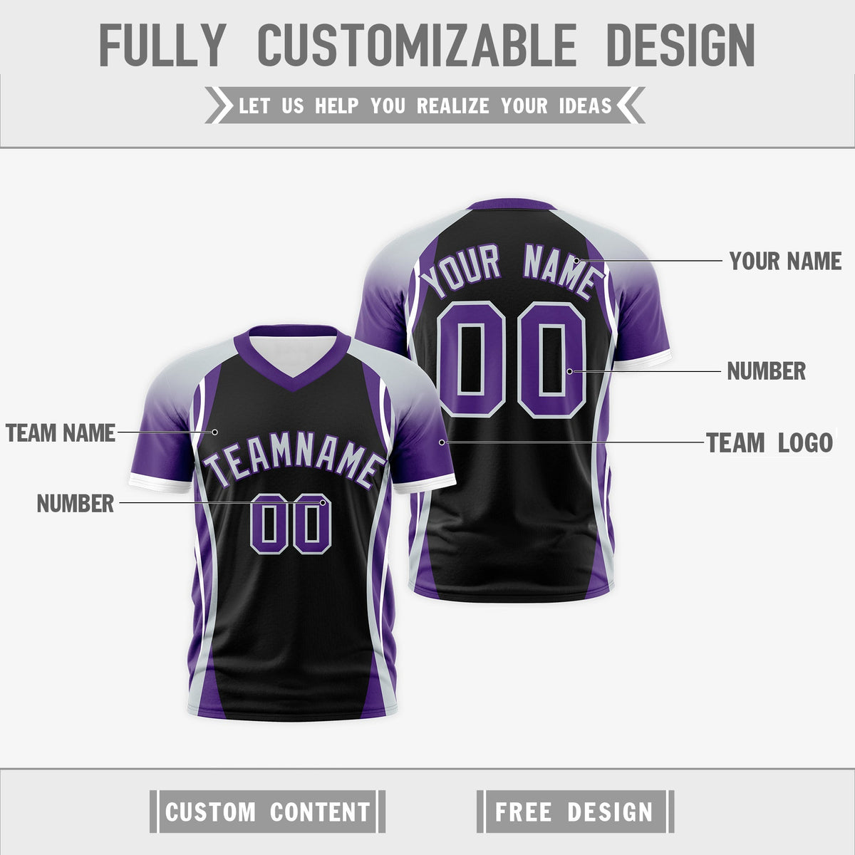Custom Black Gray Purple Reversible Breathable T-shirt| KXKSHOP