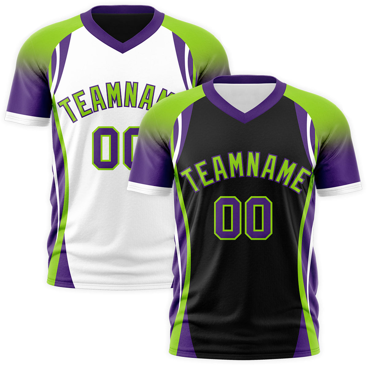 Custom Black Neon Green Purple Reversible Breathable T-shirt| KXKSHOP