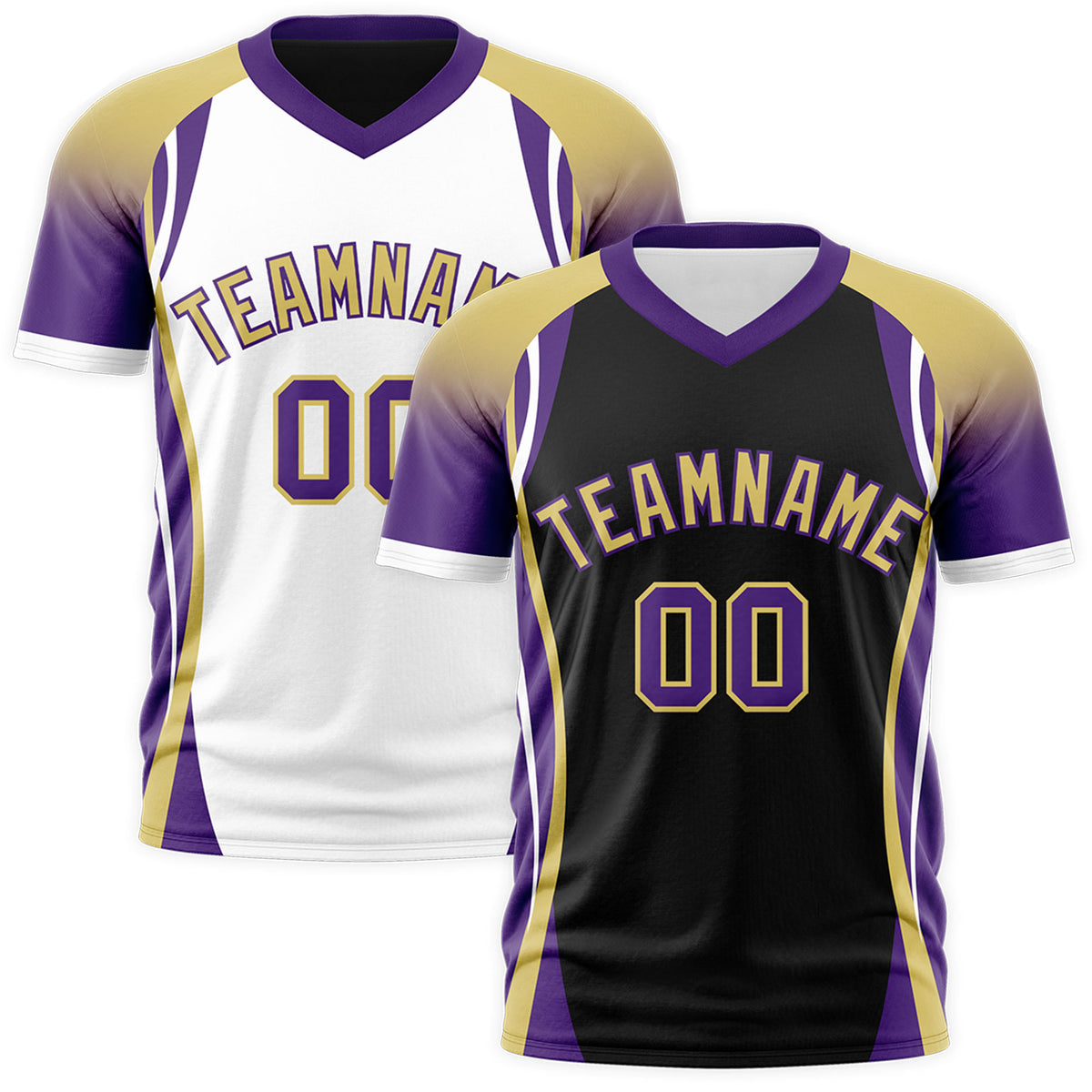 Custom Black Old Gold Purple Reversible Breathable T-shirt| KXKSHOP