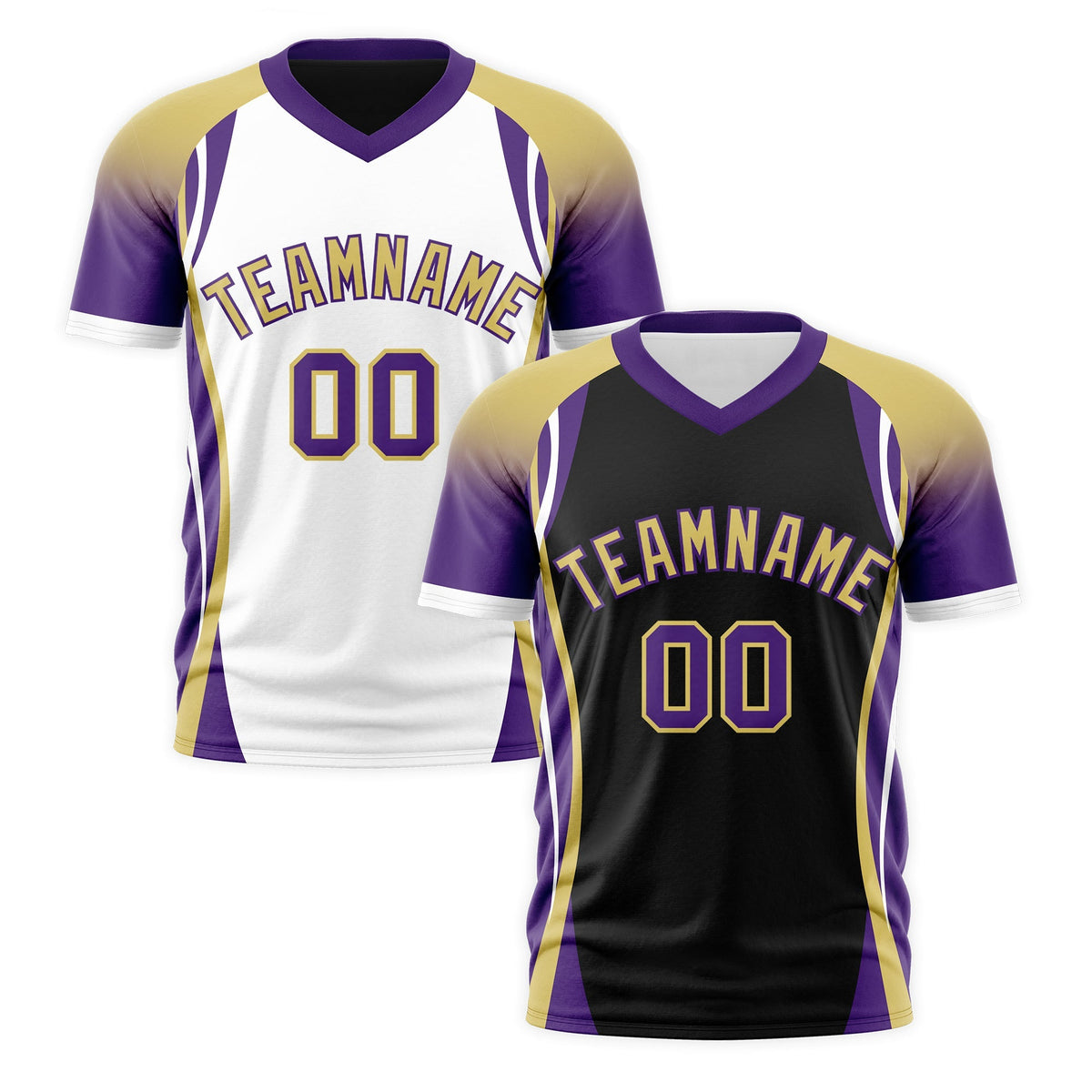 Custom Black Old Gold Purple Reversible Breathable T-shirt| KXKSHOP