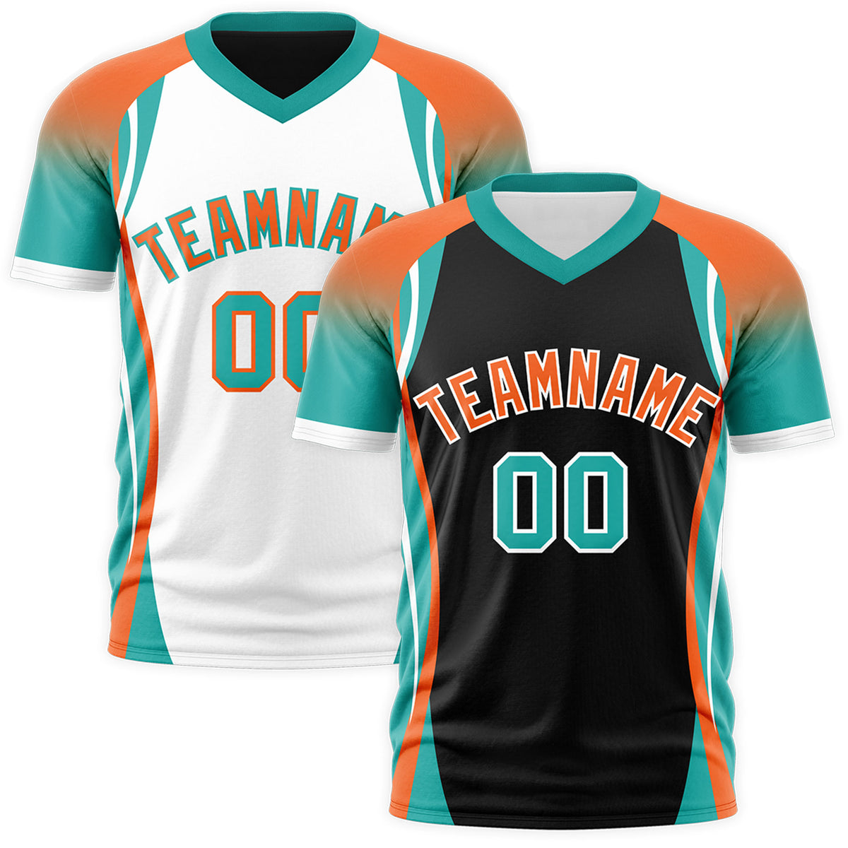 Custom Black Orange Aqua Reversible Wrinkle-Resistant T-shirt| KXKSHOP