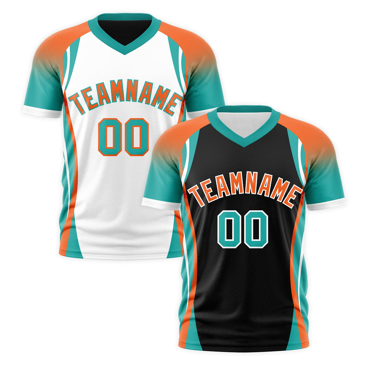 Custom Black Orange Aqua Reversible Wrinkle-Resistant T-shirt| KXKSHOP