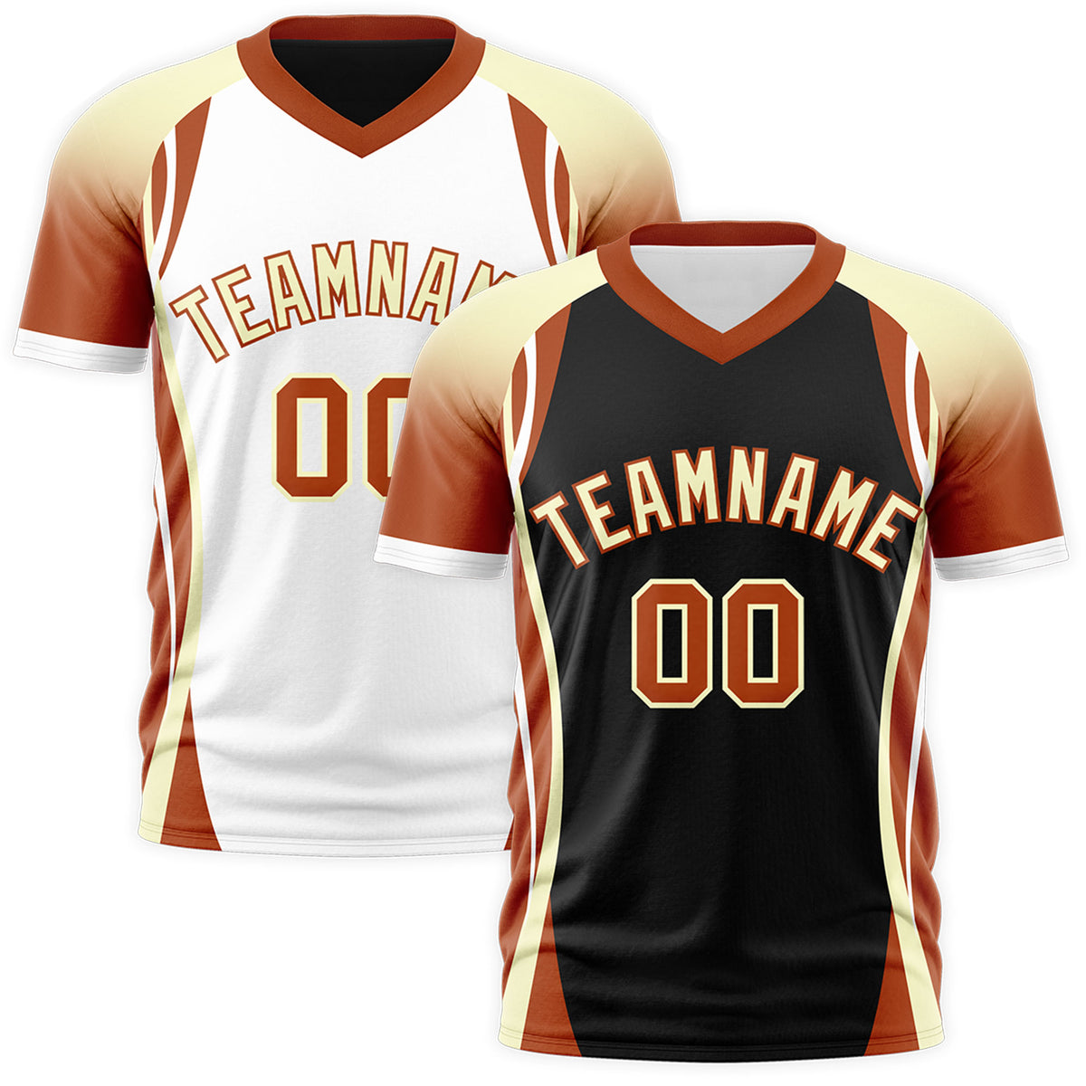 Custom Black Cream Dark Orange Reversible Breathable T-shirt| KXKSHOP