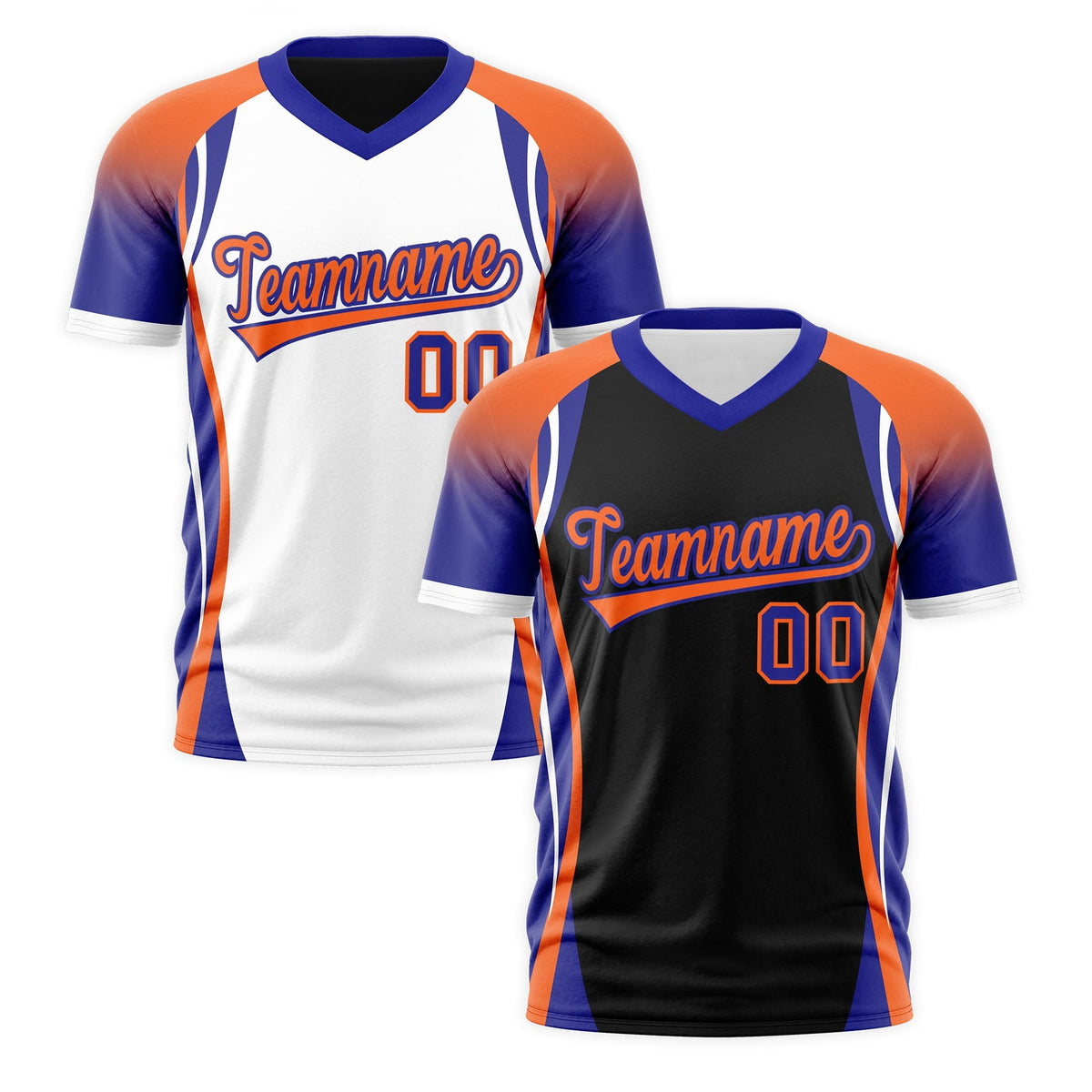 Custom Black Orange Royal Blue Reversible Wrinkle-Resistant T-shirt| KXKSHOP