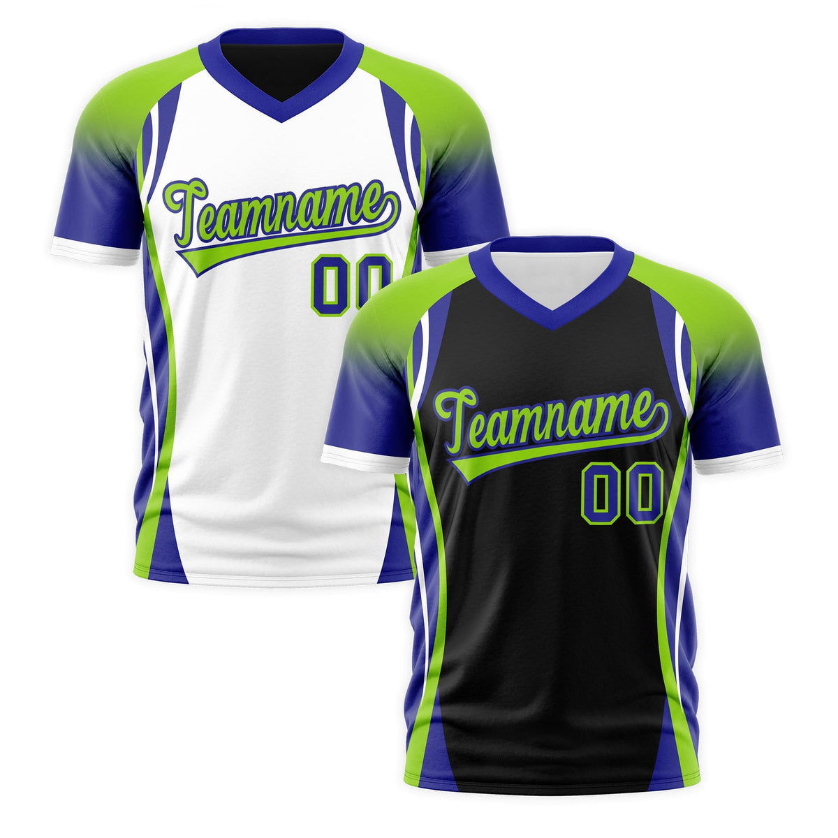 Custom Black Neon Green Royal Blue Reversible Breathable T-shirt| KXKSHOP