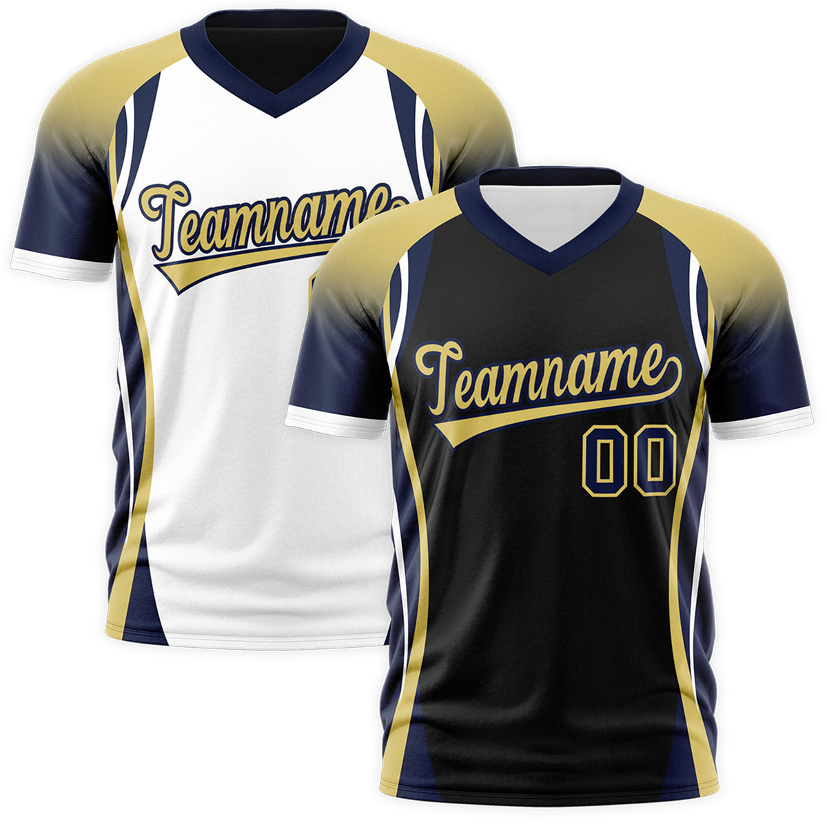 Custom Black Old Gold Navy Reversible Wrinkle-Resistant T-shirt| KXKSHOP