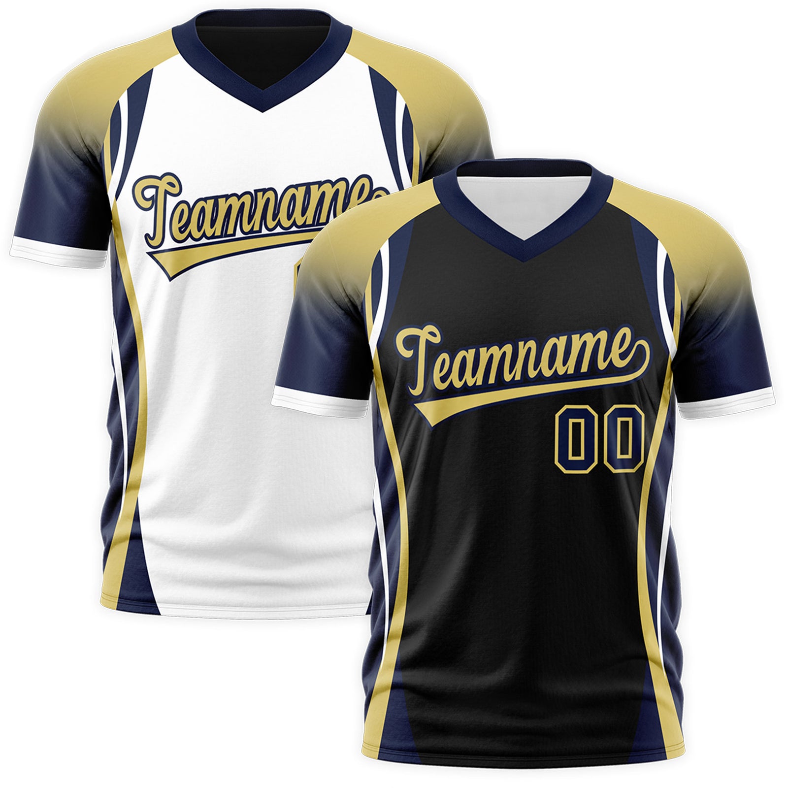 Custom Black Old Gold Navy Reversible Wrinkle-Resistant T-shirt| KXKSHOP
