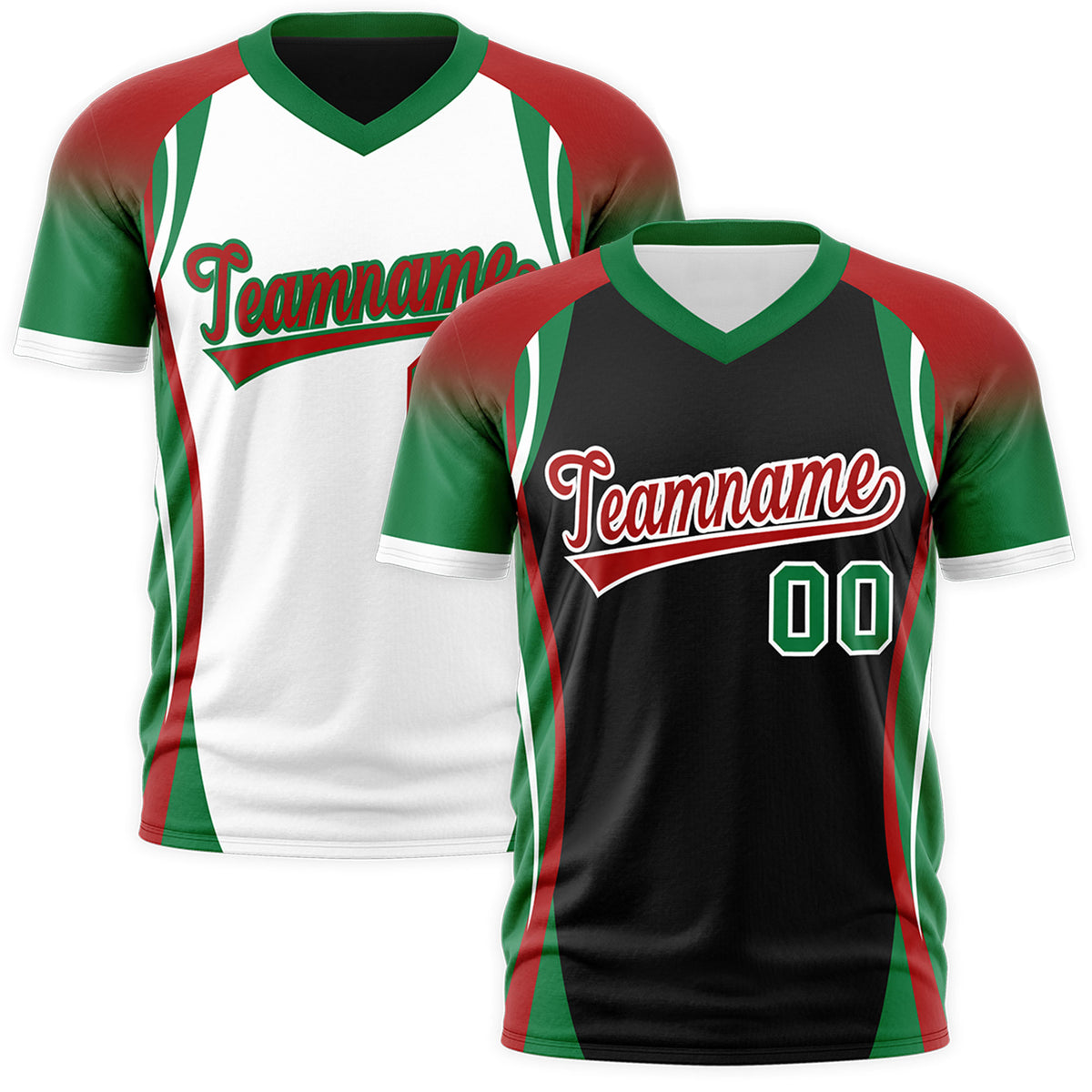 Custom Black Red Kelly Green Reversible Wrinkle-Resistant T-shirt| KXKSHOP