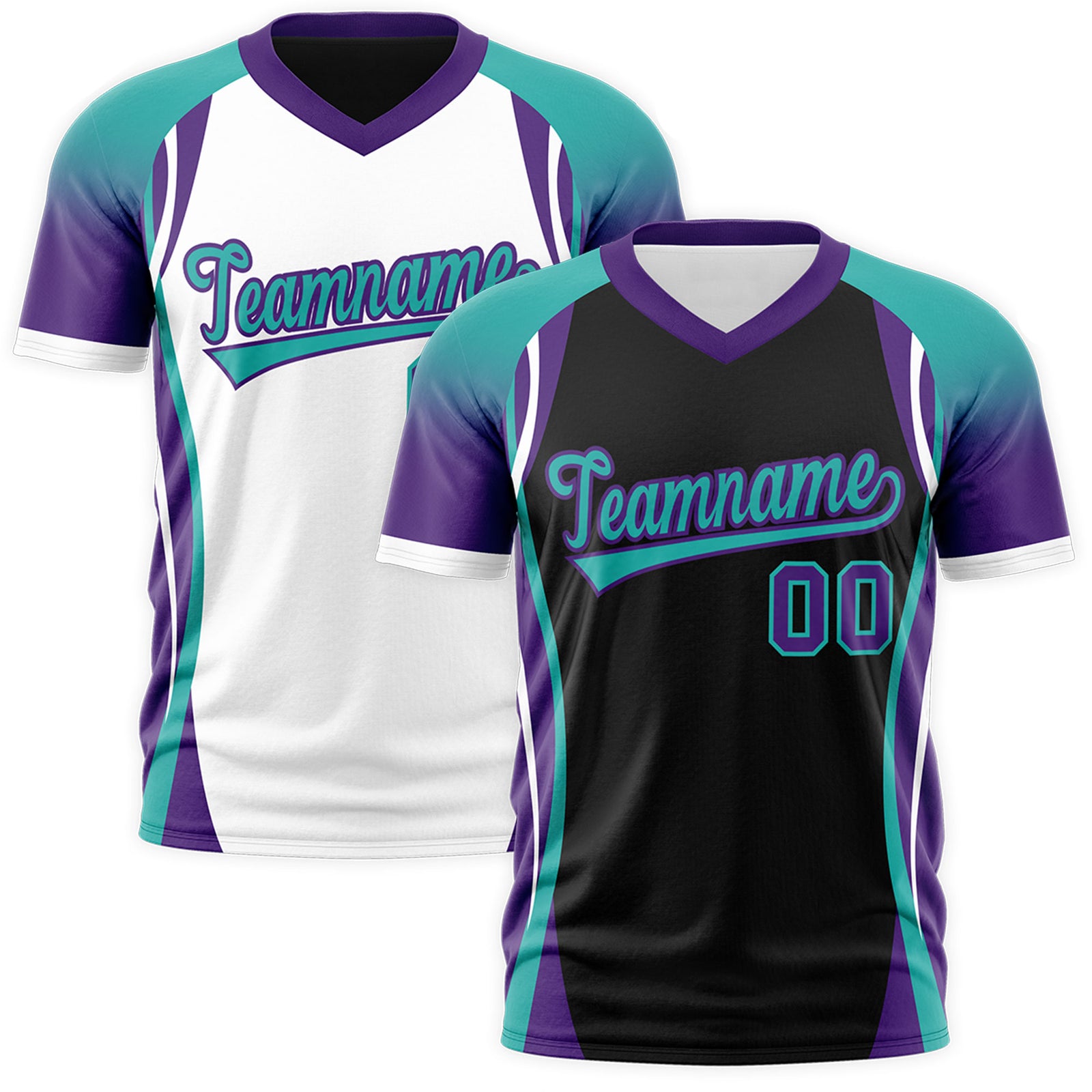 Custom Black Aqua Purple Reversible Wrinkle-Resistant T-shirt| KXKSHOP
