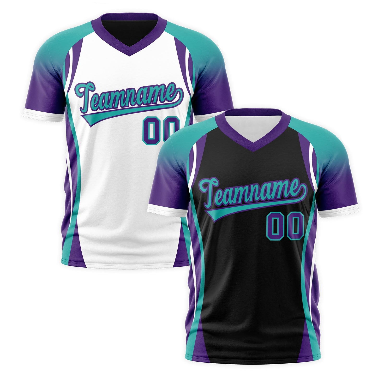 Custom Black Aqua Purple Reversible Wrinkle-Resistant T-shirt| KXKSHOP