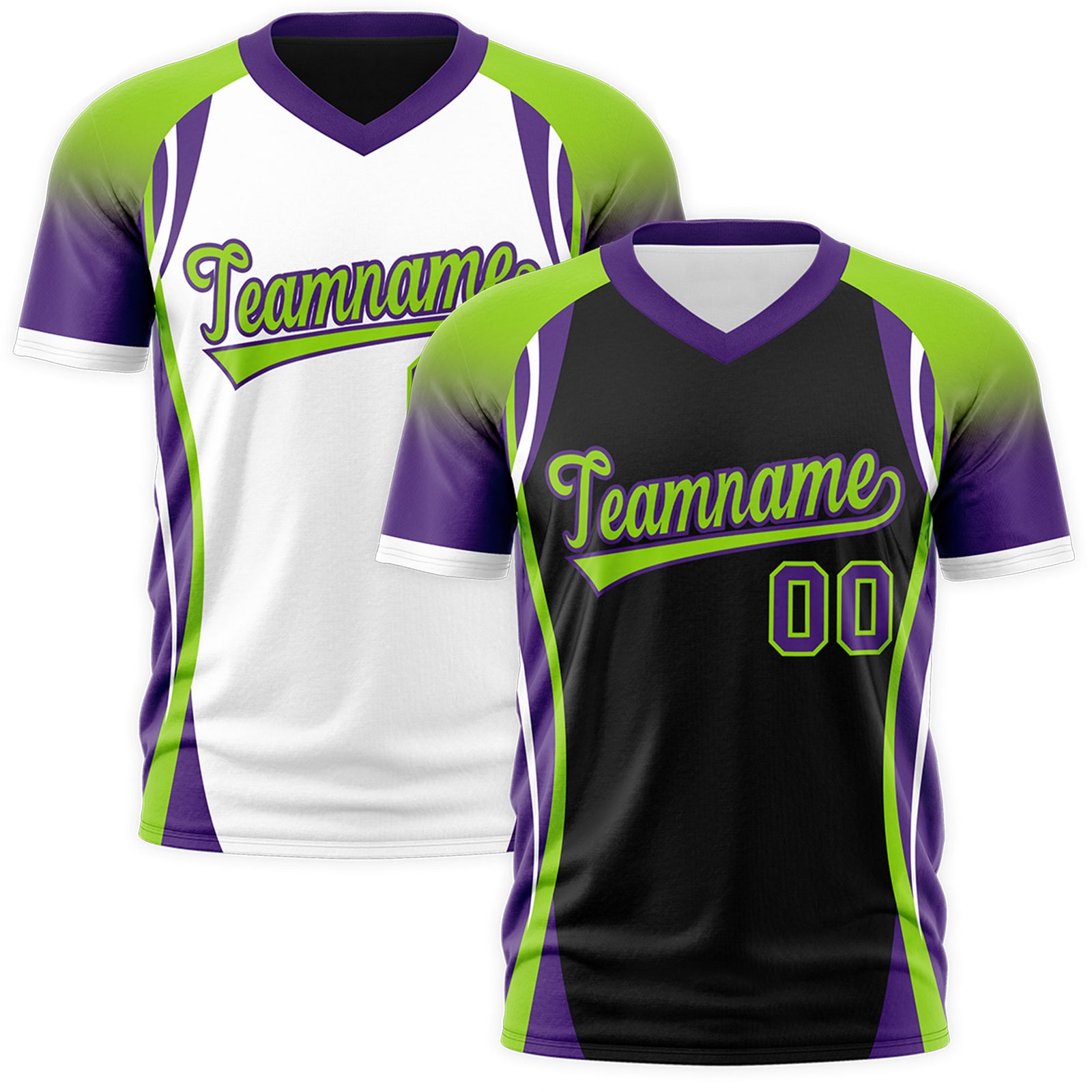 Custom Black Neon Green Purple Reversible Breathable T-shirt| KXKSHOP