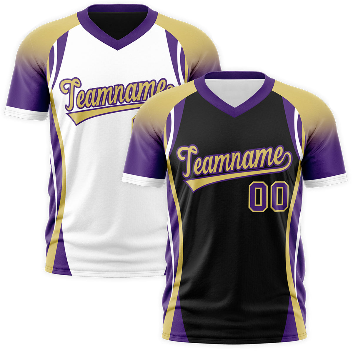 Custom Black Old Gold Purple Reversible Breathable T-shirt| KXKSHOP