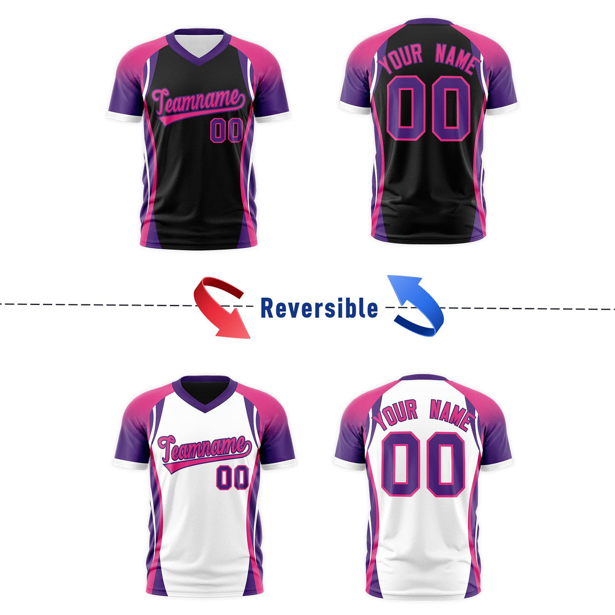 Custom Black Rose Red Purple Reversible Breathable T-shirt| KXKSHOP