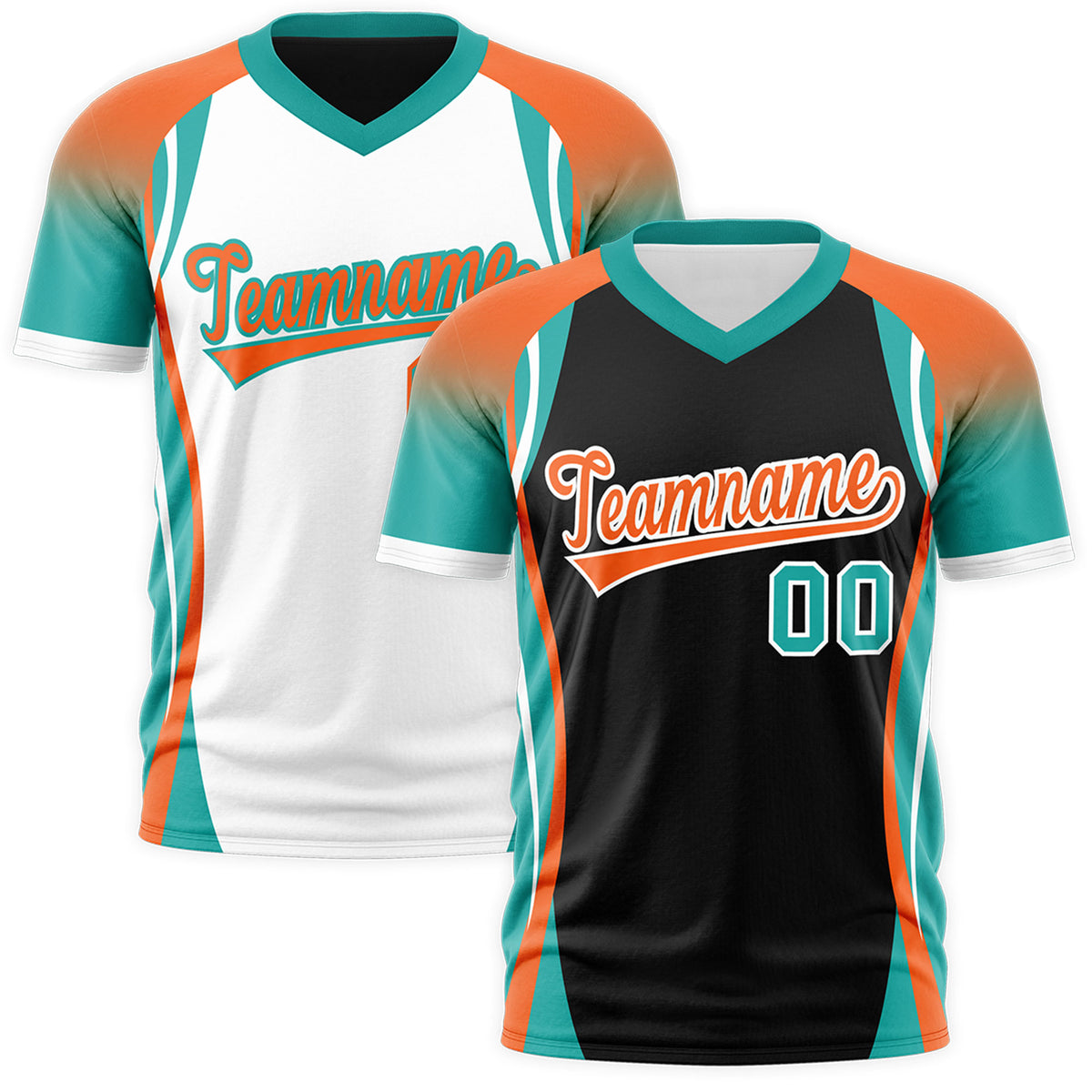 Custom Black Orange Aqua Reversible Wrinkle-Resistant T-shirt| KXKSHOP
