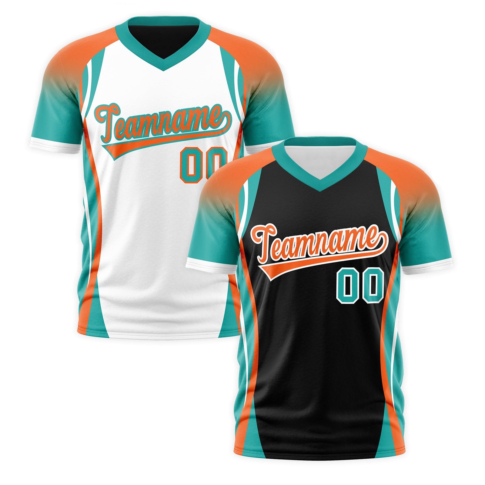 Custom Black Orange Aqua Reversible Wrinkle-Resistant T-shirt| KXKSHOP