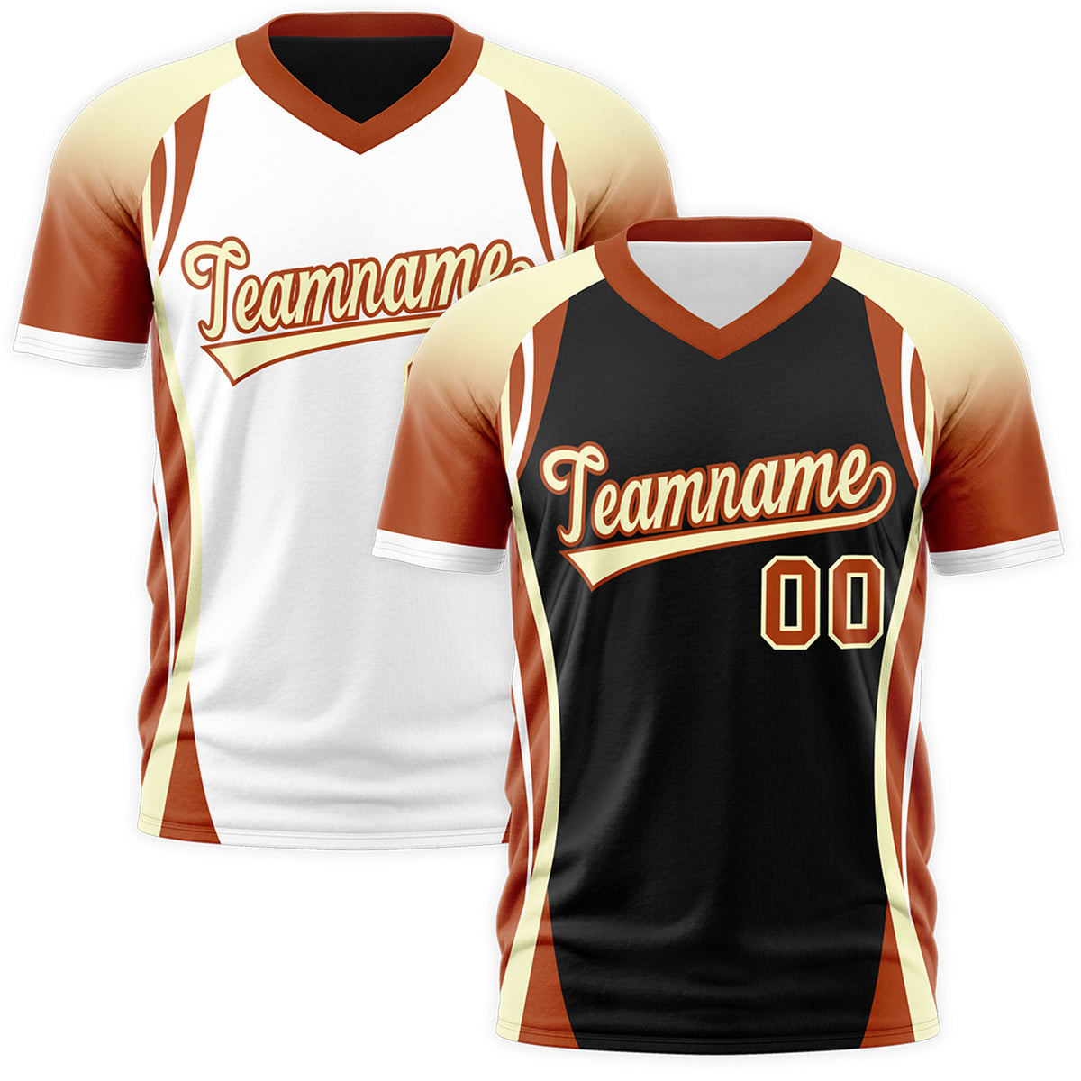 Custom Black Cream Dark Orange Reversible Breathable T-shirt| KXKSHOP
