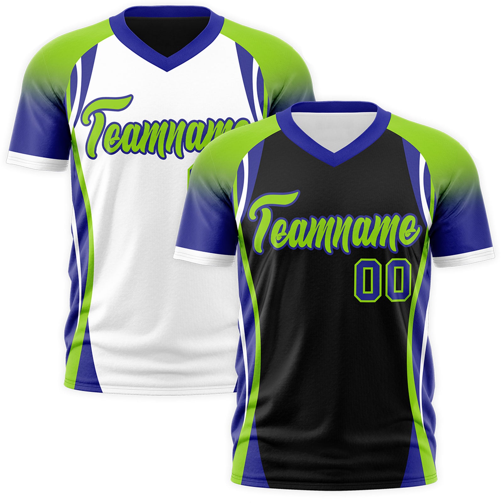 Custom Black Neon Green Royal Blue Reversible Breathable T-shirt| KXKSHOP