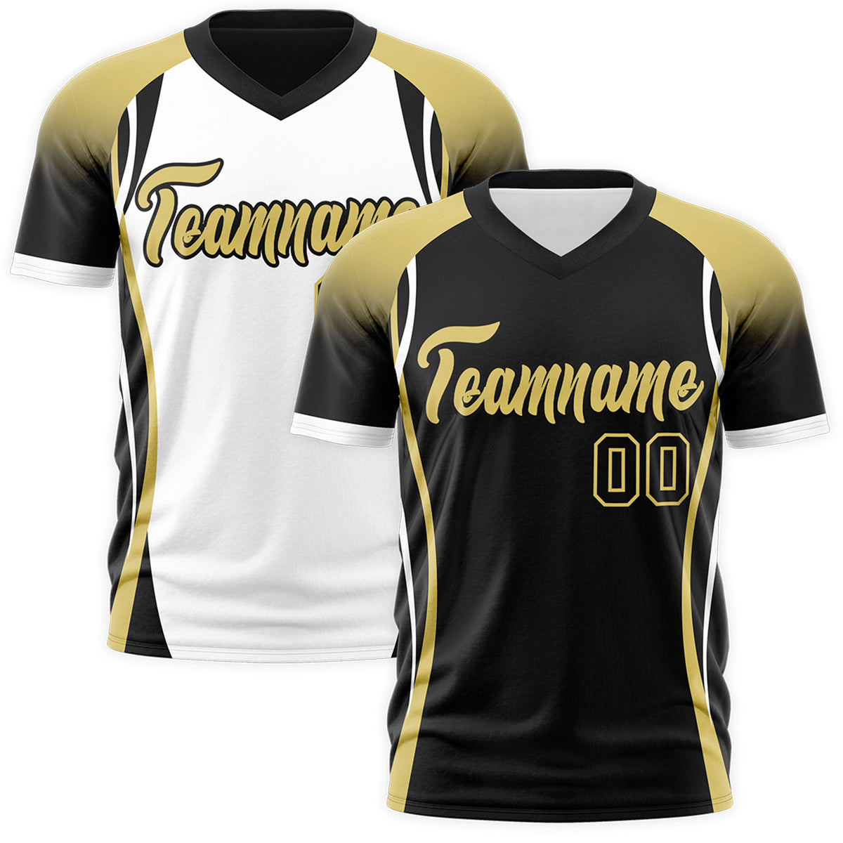 Custom Black Old Gold White Reversible Wrinkle-Resistant T-shirt| KXKSHOP