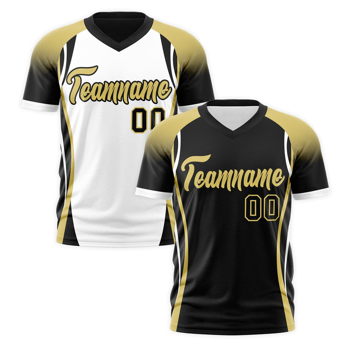 Custom Black Old Gold White Reversible Wrinkle-Resistant T-shirt| KXKSHOP