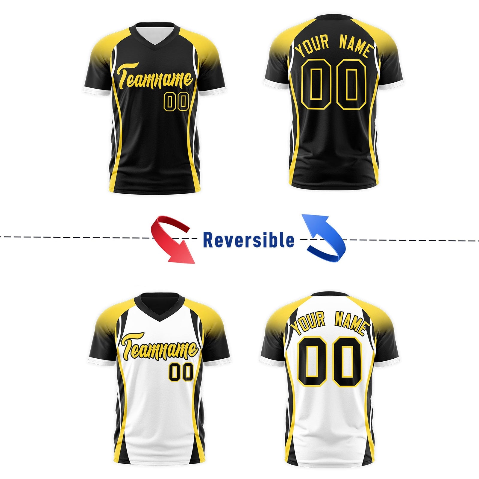 Custom Black Gold White Reversible Breathable T-shirt| KXKSHOP