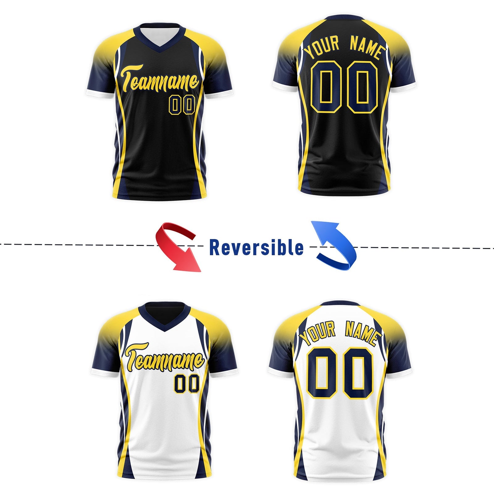 Custom Black Gold Navy Reversible Breathable T-shirt| KXKSHOP