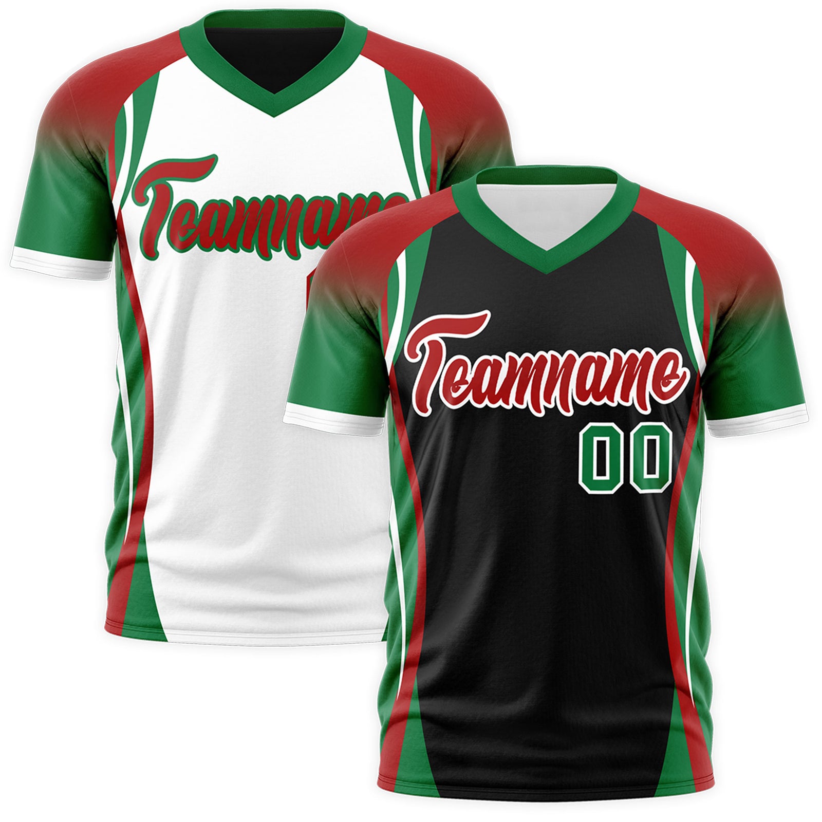 Custom Black Red Kelly Green Reversible Wrinkle-Resistant T-shirt| KXKSHOP