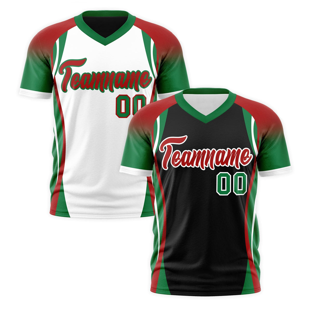 Custom Black Red Kelly Green Reversible Wrinkle-Resistant T-shirt| KXKSHOP