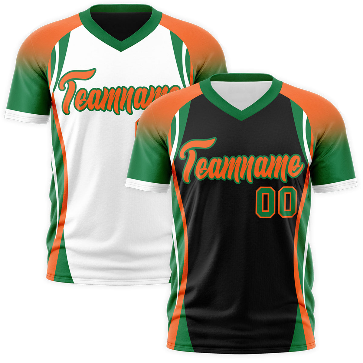 Custom Black Orange Kelly Green Reversible Breathable T-shirt| KXKSHOP
