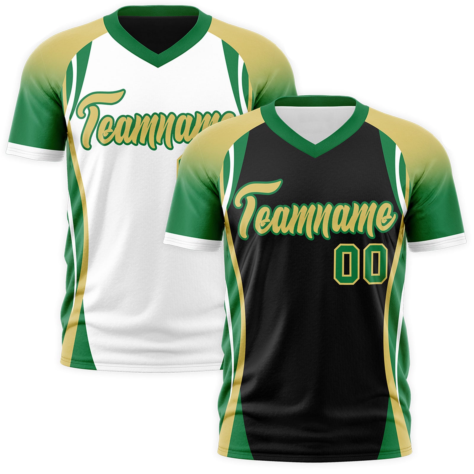 Custom Black Old Gold Kelly Green Reversible Breathable T-shirt| KXKSHOP