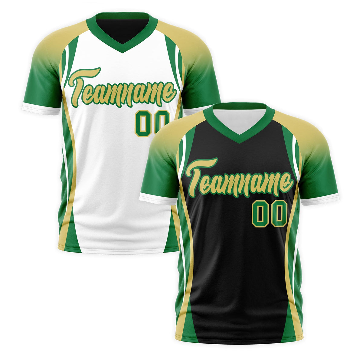 Custom Black Old Gold Kelly Green Reversible Breathable T-shirt| KXKSHOP