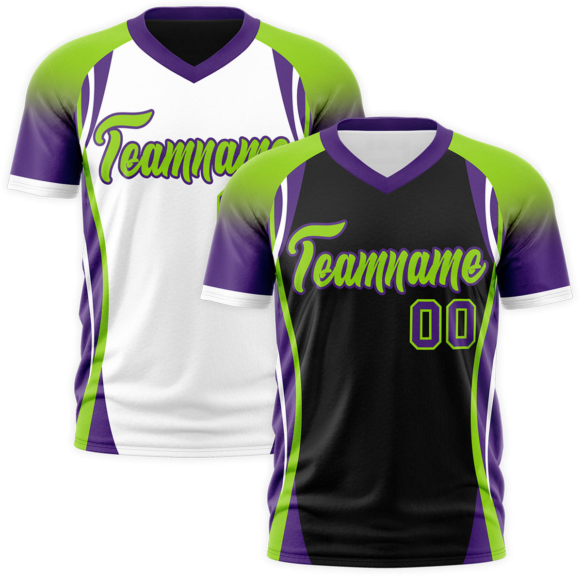 Custom Black Neon Green Purple Reversible Breathable T-shirt| KXKSHOP