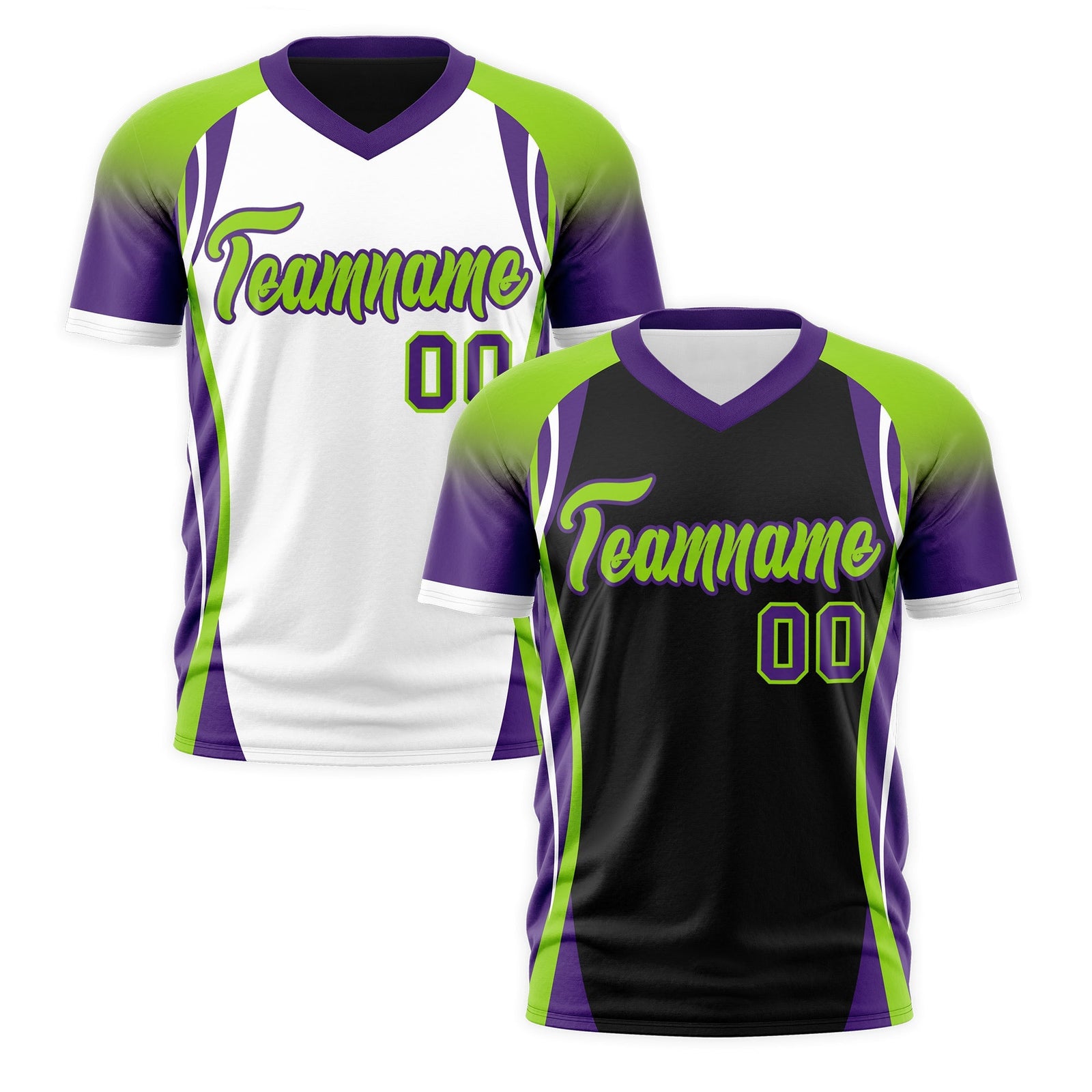 Custom Black Neon Green Purple Reversible Breathable T-shirt| KXKSHOP