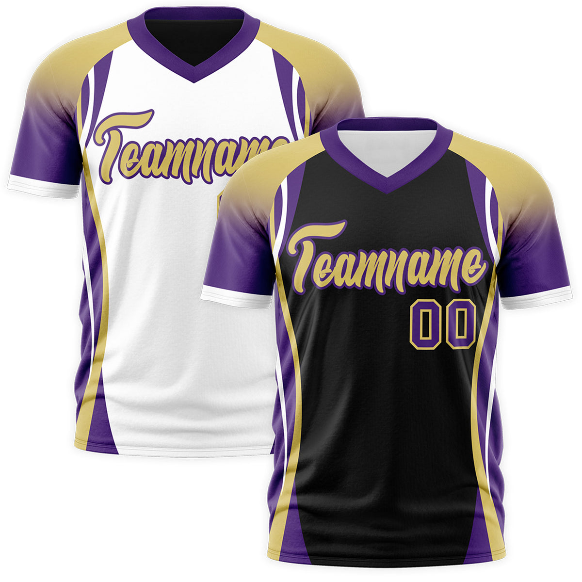 Custom Black Old Gold Purple Reversible Breathable T-shirt| KXKSHOP