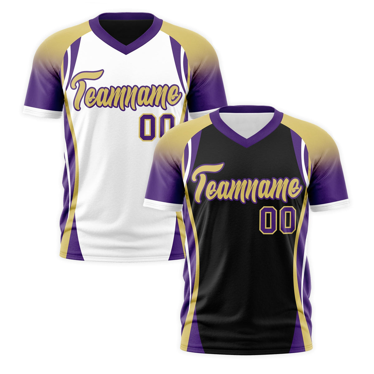 Custom Black Old Gold Purple Reversible Breathable T-shirt| KXKSHOP
