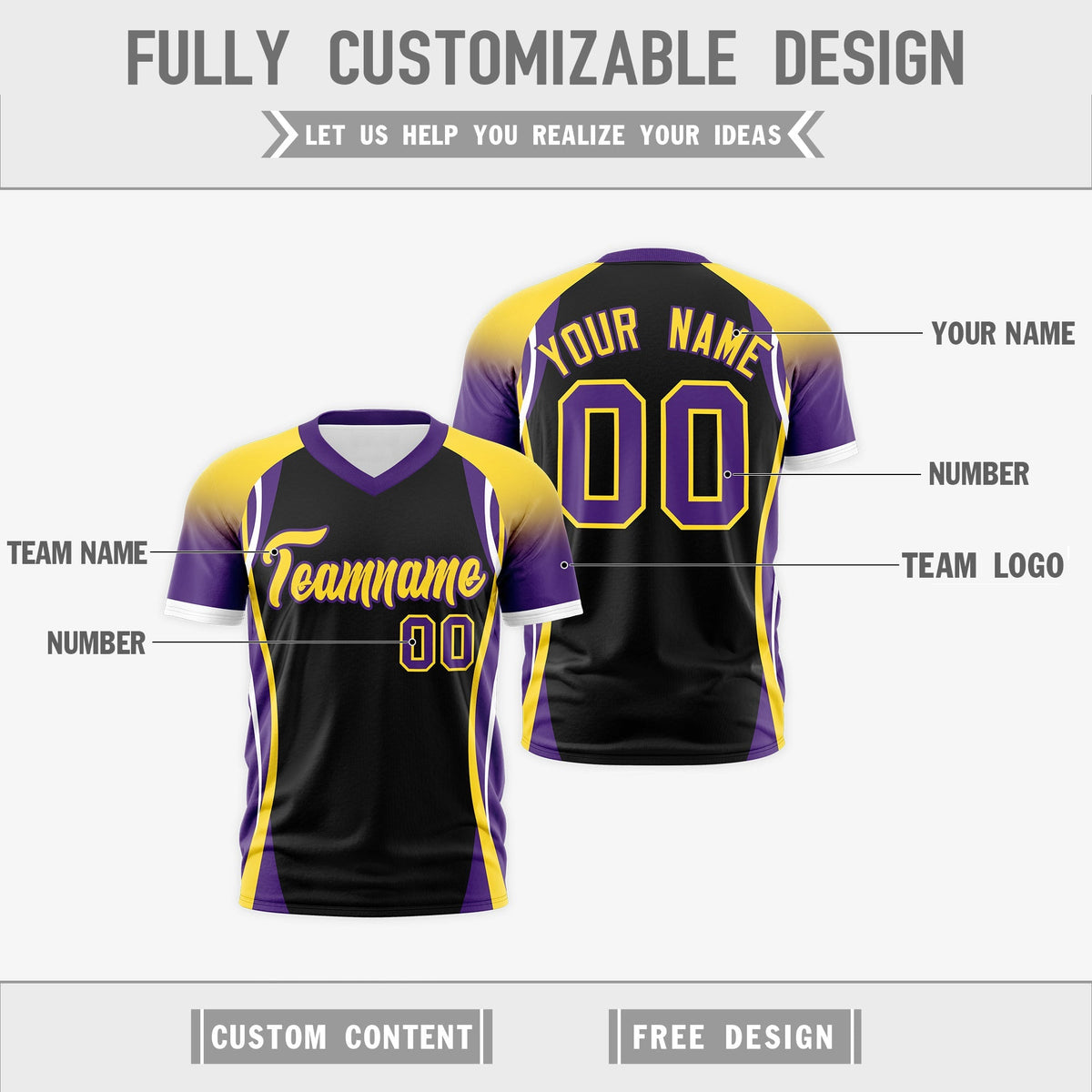 Custom Black Gold Purple Reversible Wrinkle-Resistant T-shirt| KXKSHOP