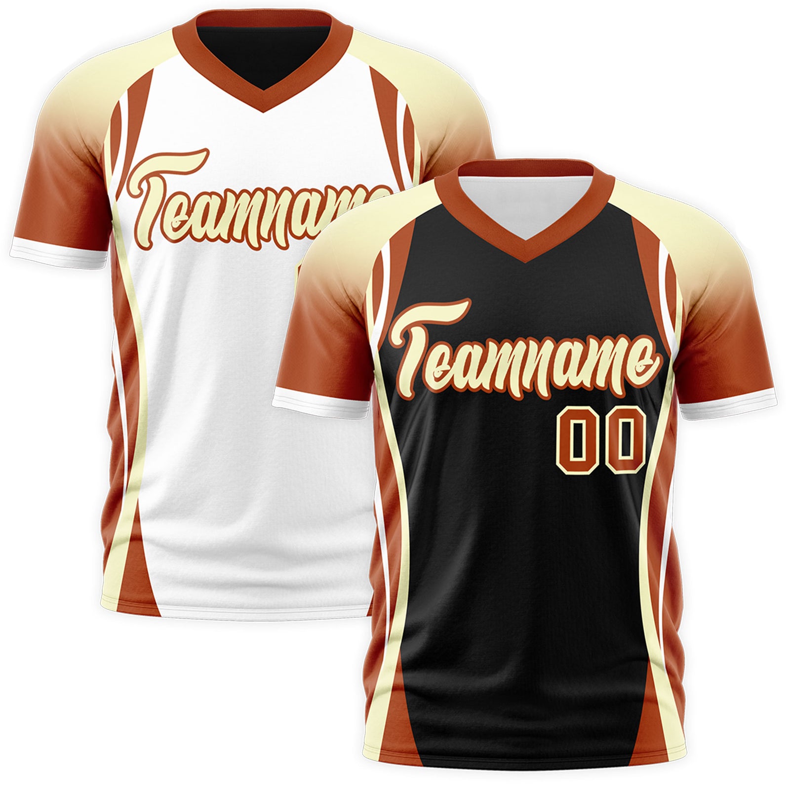 Custom Black Cream Dark Orange Reversible Breathable T-shirt| KXKSHOP