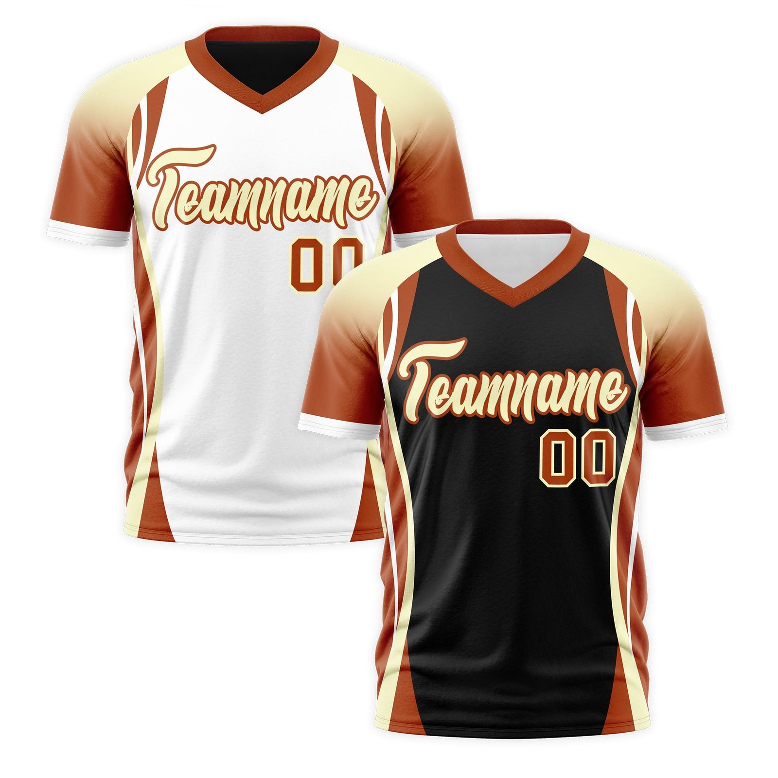 Custom Black Cream Dark Orange Reversible Breathable T-shirt| KXKSHOP